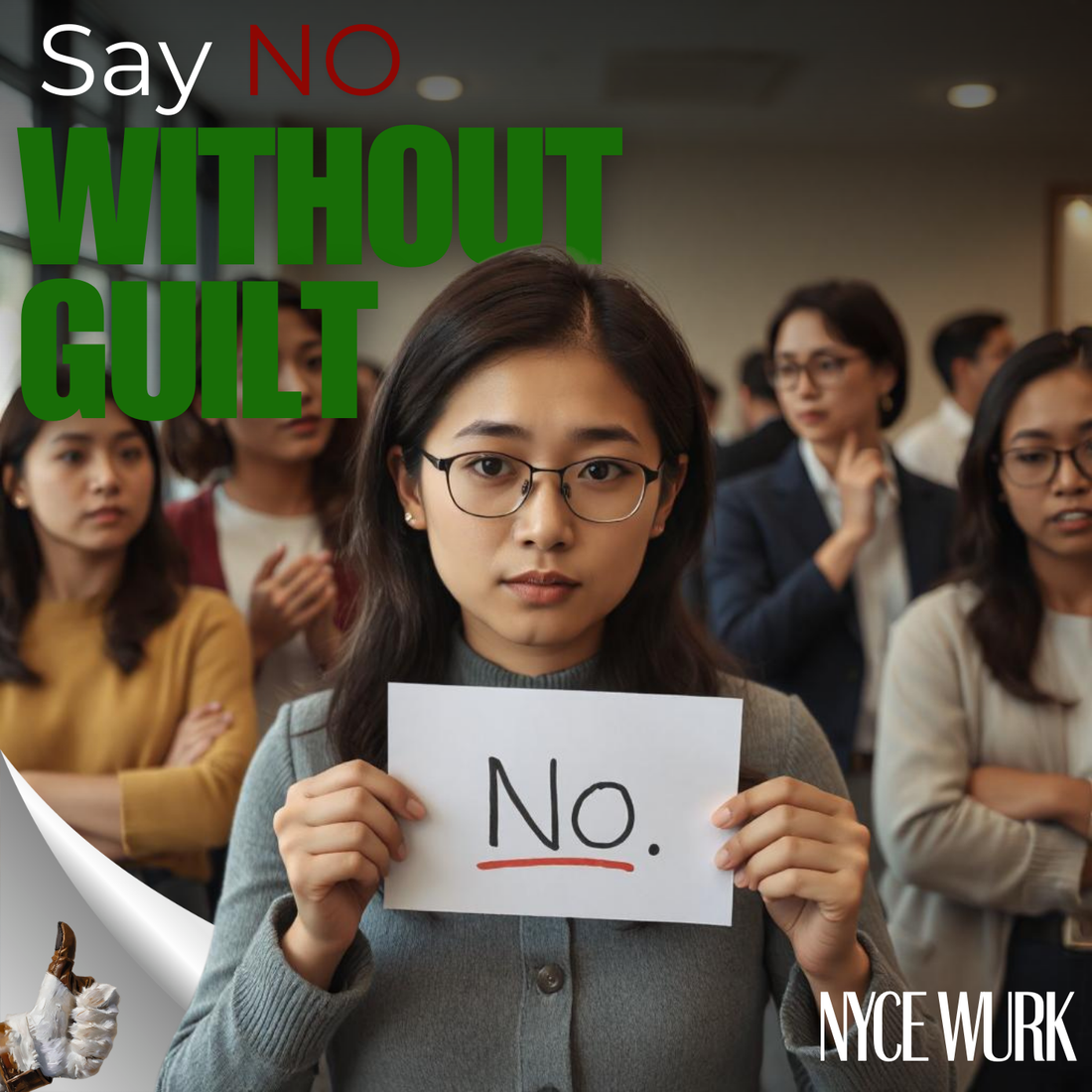 a teenage girl holding a sign that says 'no'